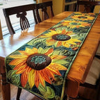 Quilted Table Runner, 3D Floral & Animals Design, Farmhouse Rustic Home Decor, for Dining Table Kitchen Holiday (A07,14x48 inches) by SodaMeow