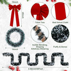Riceshoot 50 Feet Christmas Garland with Lights 8 Red Bows Outdoor Fence - Image 2