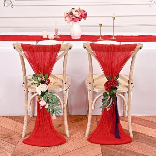 12 Pack Red Cheesecloth Table Runner,20x120 in Table Runner - Image 4
