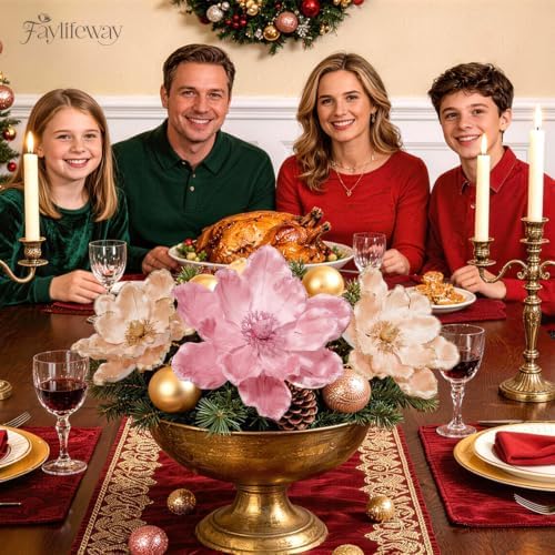 8PCS Large Christmas Magnolia Flowers for Christmas Tree Wreath - Image 5
