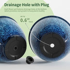 8 Inch Plant Pots Indoor Outdoor, Glazed Plastic Planter with Drainage - Image 3