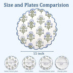 Ridhi Floral Block Print Round Placemats 15" in, Set of 4, Mughal Buta Blue - Image 3