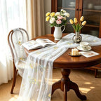 3 Pcs Floral Table Runner 10ft Embroidery Soft Flower Tulle - Image 2