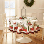 Elrene Home Fashions Vintage Truck Christmas Tree Farm Polyester Tablecloth, 70", Round - Image 2