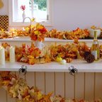 CQURE 10 Pack Fall Leaf Garland with Lights,59Ft 60LED Fall Decorations Maple Leaves String Lights, Artificial Autumn Garland for Thanksgiving Halloween Harvest Home Party - Image 6