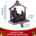 Christmas Stocking Holder Set of 3 Metal Nativity Stockings Hanger Hook Mantle or Fireplace Decor Vintage Decorations Nativity Christmas Stocking Fireplace Holders for Mantle(Nativity,3) - Image 2