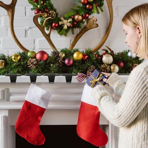 HMASYO Christmas Stocking Holders for Mantle Set of 4, Heavy Duty Cast Iron Stocking Hangers Base, Low Profile Weighted Stocking Holder Hooks for Fireplace Tabletop Shelf Christmas Decoration, Bronze - Image 6