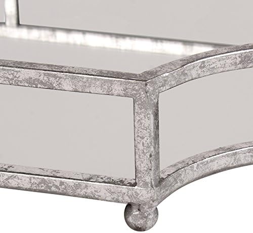 Kate and Laurel Ciel Metal Mirrored Ornate Scalloped Decorative Tray, Silver - Image 3