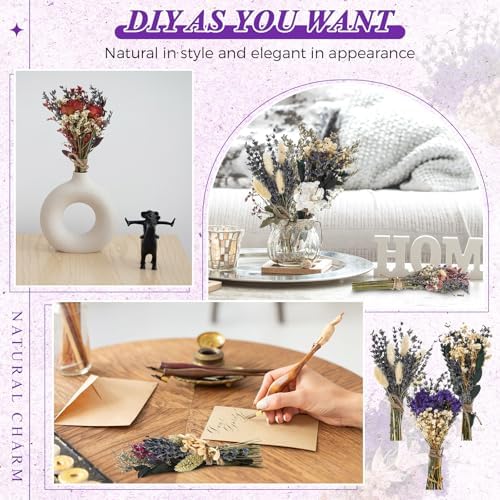 Layhit 24 Pcs Mini Dried Flower Bouquets Boho for Vase, Lavender - Image 5