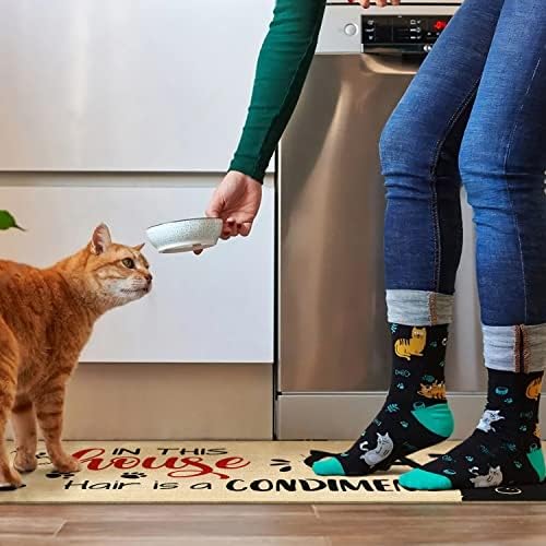 Cute Kitchen Mat Set of 2,Funny Cat Kitchen Rugs and Mats Non Skid Washable,Cute Kitchen Decor Accessories Cats Lover Owners Housewarming Gifts,Made from Scratch (17"x47"+17"x30") - Image 2