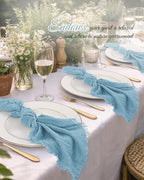 Pesonlook 60 Pcs Dusty Blue Cotton Cloth Napkins with Fringe, 16x16 Inch - Image 7
