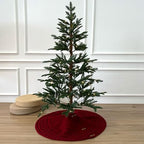 36-Inch Cable Sweater Knit Christmas Tree Skirt with Wooden Toggles, Burgundy - Image 6