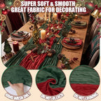 Remagr 12 Pcs Christmas Cheesecloth Gauze Table Runners, Red and Green - Image 6