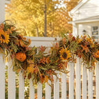 6 Ft Fall Garland for Mantle, Pumpkins Artificial Autumn Garland Decor - Image 6