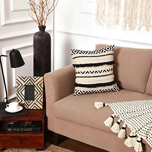 · REDEARTH · Textured Handwoven Throw Pillow Cases Geometric Craft Black - Image 2