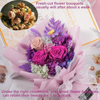 lovenfold Preserved Flowers for Delivery, Purple Rose Bouquets That Last 1-3 Years, Birthday Flowers Gifts for Women Mom Grandma Wife Friends - Image 3