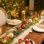 Valery Madelyn 6 Ft Christmas Garland with Lights for Mantle Red Gold - Image 3
