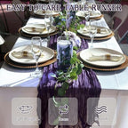 12 Pack 120 Inch Dark Purple Cheesecloth Table Runner Boho Rustic Gauze Sheer Romantic 10 FT Long Cheese Cloth Table Runner for Bridal Baby Shower Wedding Party Birthday Holiday Home Easter Decor - Image 7