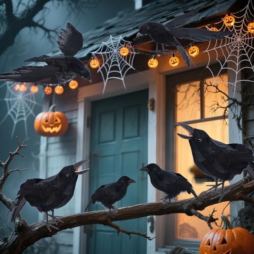 YOFIT 6 Pack Crows Halloween Decorations Realistic Fake Crow - Image 4