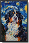 Metal Sign Tin Sign Vintage Wall Art Bernese Mountain Dog Starry Night Dream Gentle Giant in A Night Canvas for Home Cabin and Seasonal Decor Waterproof Aluminum 8×12 Inches with Metal Frame by YmyooForTinSign