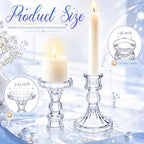 Sieral 24 Pcs Clear Taper Candle Holders 4'' Tall Candlestick Glass Holders Bulk Stripe Decorative Stand Wedding Stick Holder for Anniversary Party Dining Table Festival Decor - Image 2