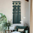 Macrame Wall Hanging Green Boho Wall Decor Handmade Fiber Art 15.7"W*39"L - Image 2