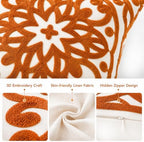 Alysheer Boho Embroidered Throw Pillow Cover 18"x18" Set of 2, Burnt Orange - Image 3