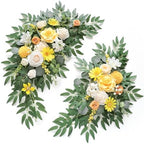 Artificial Wedding Arch Flowers Kit(Pack of 2) for Wedding Arch, Bridal Shower, Ceremony and Reception Backdrop Decoration (Gentle Creamy Yellow) by WEIERYUE