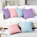 Mixweer 6 Pcs Faux Fur Plush Throw Pillow Covers 18x18'' Pink Purple Blue - Image 6