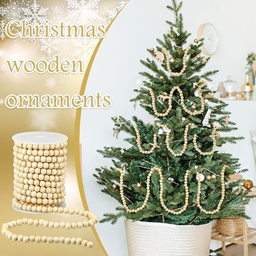 Giegxin 2 Pcs Wood Bead Garland for Christmas Tree 66 Feet Farmhouse - Image 7