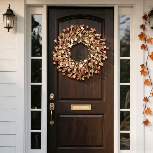 24in Fall Wreaths for Front Door Handcrafted Paper Flower Wreath - Image 6