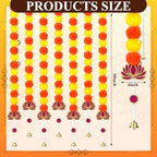 Thiccywoov 10 Pcs 50 Inch Diwali Artificial Marigold Garland with Wooden Lotus Hanging for Decoration Indian Pooja Decor Lotus Flower Decor Ganesh Decorations for Home Wall New Year Gift (Classic) - Image 2