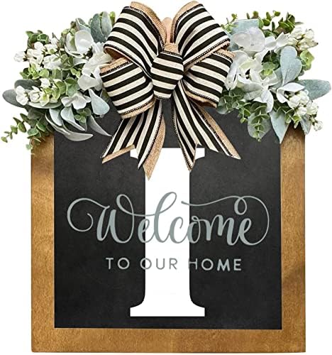 16'' Personalized Last Name Welcome Sign, Door Wreaths for Front Door Outside, Spring Wreath for Front Door Decor, Farmhouse New Home Gifts for Home (I) by Jxueych