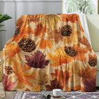 Maple Leaf Blanket, Fall Leaves Pine Cone Fleece Throw Blanket King Size for Couch Bed Sofa, Autumn Seasonal Blankets and Throws, Decor & Gifts, Super Soft Plush Flannel Blanket, 108x90 by Unknown
