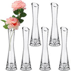 Lallisa 6 Pcs Glass Bud Vases for Centerpieces Maria Modern Clear Small Skinny Decorative Single Flower Bud Vase for Wedding Party Event Home Office Decoration(7.87 Inch,Transparent Color) by Lallisa