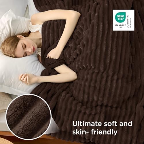 Bedsure Soft Queen Size Blanket for Bed Chocolate Brown 90"x90" - Image 4