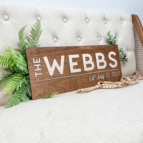 Custom Wooden Name Sign – Personalized Wedding Welcome Sign, Engagement Gifts for Couples, Housewarming Gifts, Personalized Wooden Name Sign, Hickory Hollow Designs (Simple Bold) - Image 3