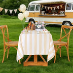 2 Pack 57x84 Inch Beige and White Striped Tablecloth Waterproof Table Cloth - Image 7