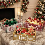 3 Pcs Vintage Wooden Box with Words Baby Its Cold Outside - Image 4