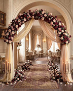 72inch Aisle Flower Garland, Burgundy & Blush Rose, Chiffon Drape - Image 4