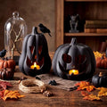 Tioncy Halloween Decor Terracotta Jack O Lantern Pumpkin Decor,Black by Tioncy