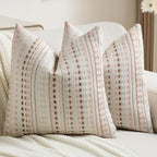 FUTEI Pack of 2 Boho Throw Pillow Covers 18x18 Inch, Pink Blue by FUTEI