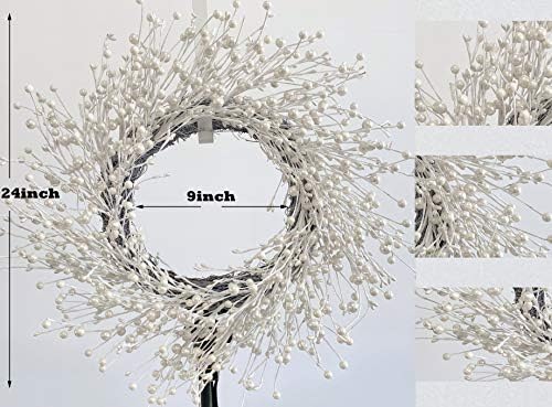 24 Inch Winter Front Door Wreath Pearl - Image 2