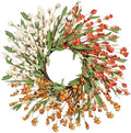 24'' Spring Wreaths for Front Door Autumn Wreath,Spring Wreath Fall Decorations for Home Window Wall Porch Farmhouse Wedding Home Decor Fall by CHEAWRTZ