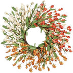 24'' Spring Wreaths for Front Door Autumn Wreath,Spring Wreath Fall Decorations for Home Window Wall Porch Farmhouse Wedding Home Decor Fall by CHEAWRTZ