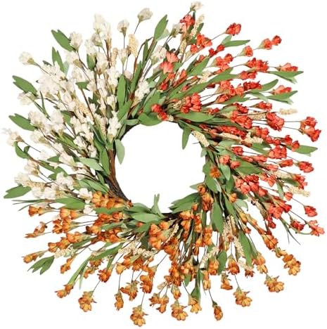 24'' Spring Wreaths for Front Door Autumn Wreath,Spring Wreath Fall Decorations for Home Window Wall Porch Farmhouse Wedding Home Decor Fall by CHEAWRTZ