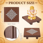Kolam Trays Indian Return Gifts, Ganesh Pooja Chowki, 12 Pcs, Brown - Image 2
