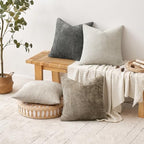 MIULEE Soft Decorative Chenille Euro Pillow Covers Neutral 24x24 Pack of 4 - Image 4