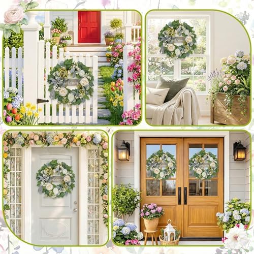 Wreaths for Front Door Decor Artificial Flower, 20" Peony Floral - Image 5