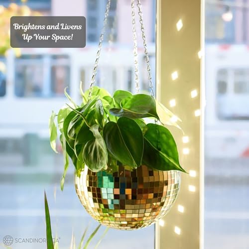 SCANDINORDICA Disco Ball Planter, Value Package, 8-inch Gold - Image 4